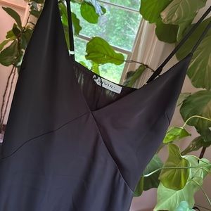 Extra long black slip dress with slit